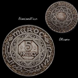 Moeda antiga Marrocos 5 francos 1951. L.: 0247