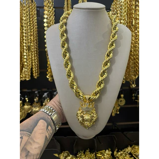 Cordão baiano 20mm 70cm e pingente com 10 milésimos de ouro