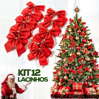 Kit 12/24/36 Laços Lacinho Vermelho 6,5cm Enfeite Natal Premium Decoração de Natal