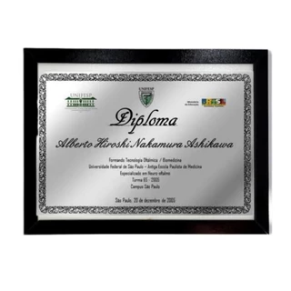 Impressão em Placa de Metal para Diplomas, Certificados, Alvará, Conclusões, Faculdade, Escola Com Moldura de MDF