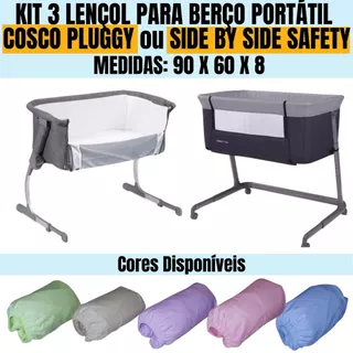 KIT 3 LENÇOL PARA BERÇO PORTATIL SIDE BY SIDE SAFETY OU COSCO PLUGGY 100% Algodão em Oferta na Shopee