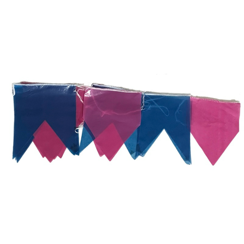 KIT COM 100 METROS BANDEIRINHAS JUNINAS PLÁSTICA NA COR ROSA E AZUL ...