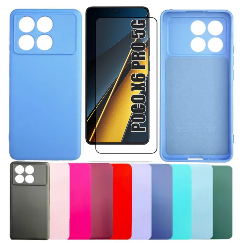 Pelicula Vidro 3D Xiaomi Poco X6 Pro 5G + Capinha Aveludada Colorida Capa
