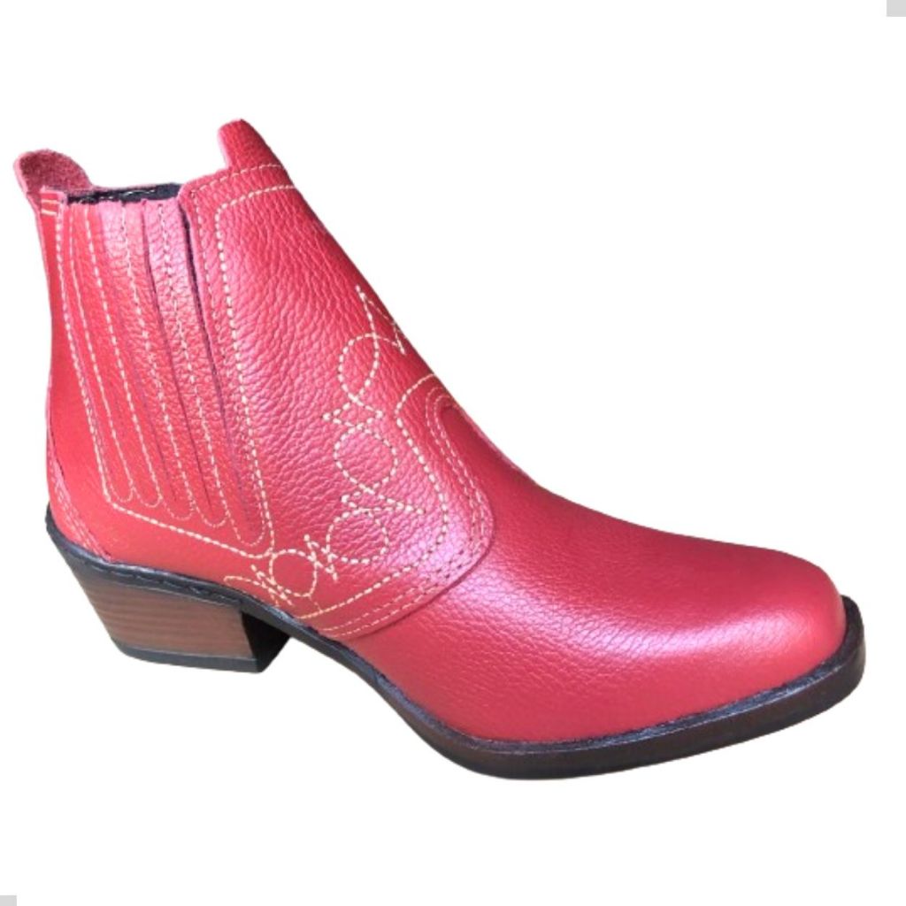 Bota Country Texana Feminina Botina Couro Legitimo Cavalgada Rodeio