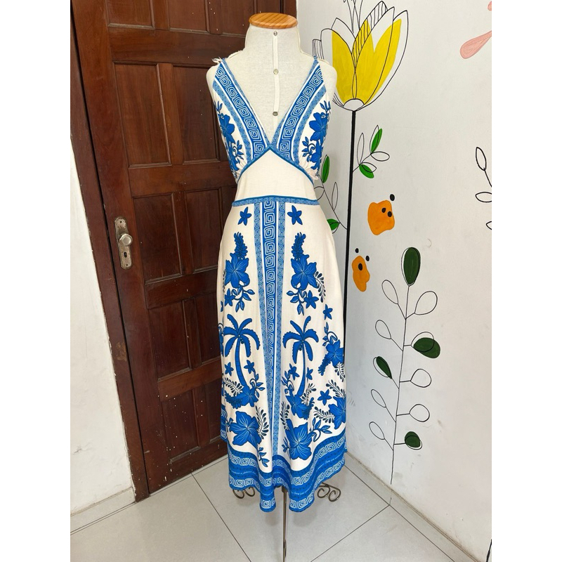 Vestido feminino, vestido midi/estampado. Estampa Grécia, modelo ...