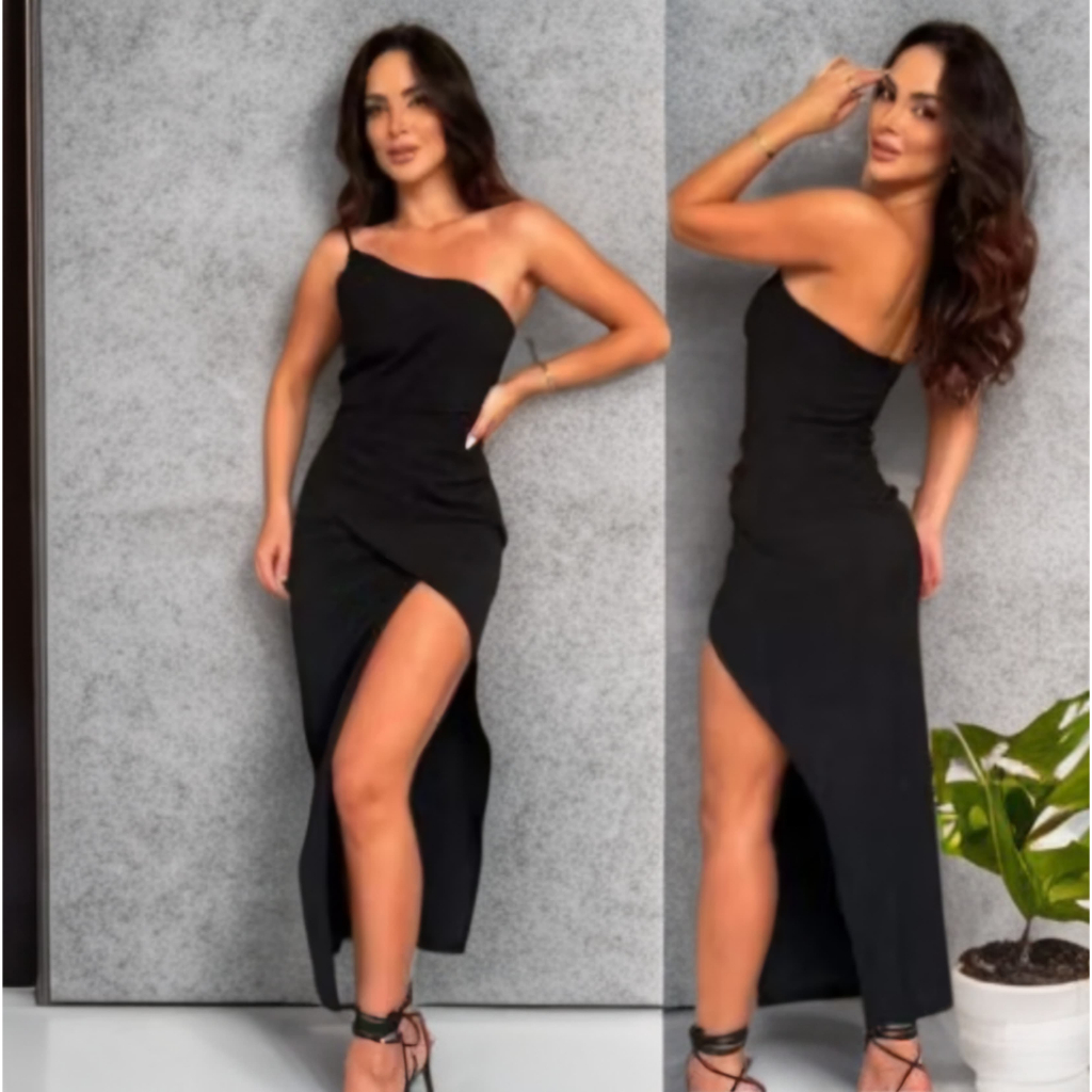 Vestido Longo Midi Com Fenda para festas e Eventos