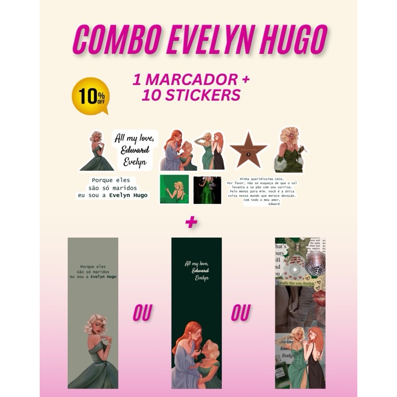 Combo 1 Marcador de Página + 10 Stickers Os 7 Maridos de Evelyn Hugo ...