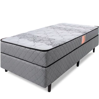 Cama Box com Colchão Solteiro Ortopédico Firme Espuma D33 Antialérgico 78x188x51cm BF Colchões