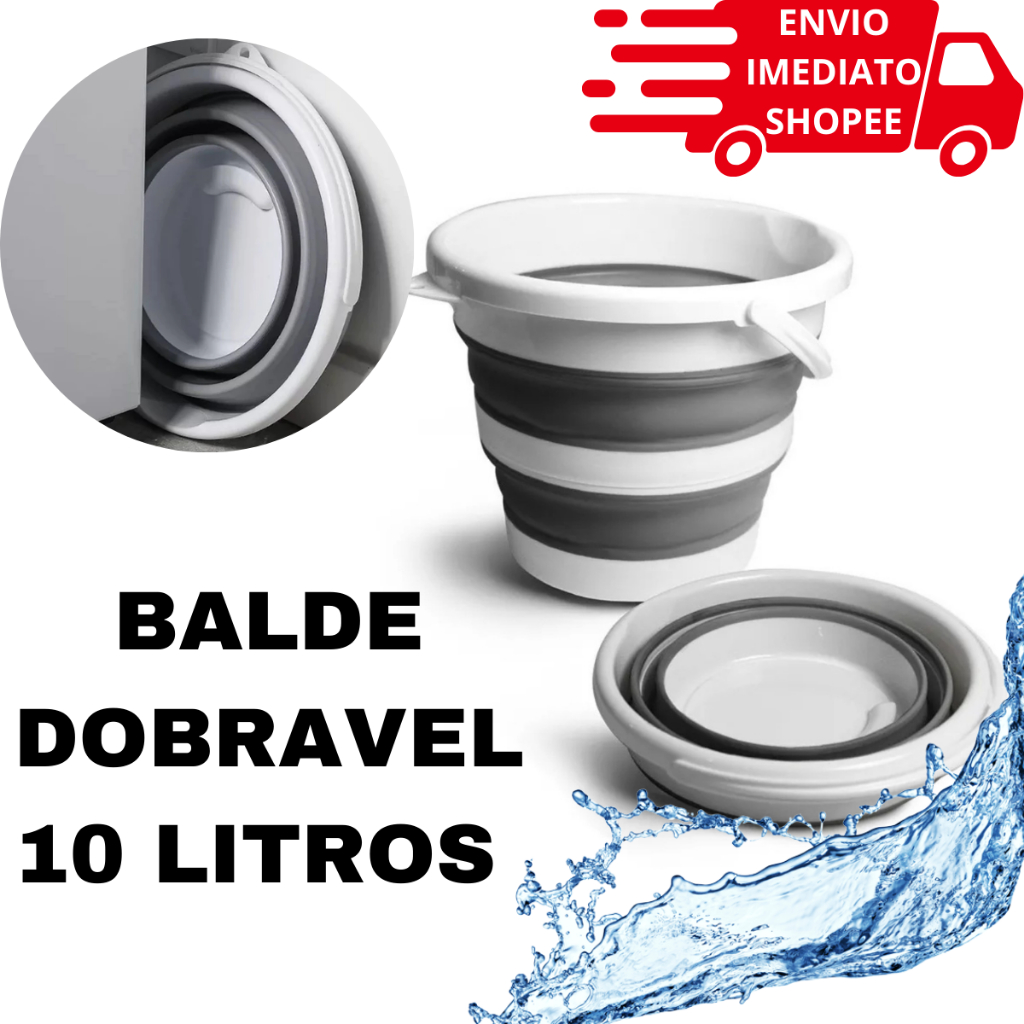 Balde Dobrável 10 Litros - Cascatas Camping