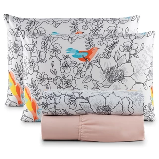 Jogo de Lençol Queen 4 Peças 200 Fios Cama Box Estampado Toque Aveludado Macio