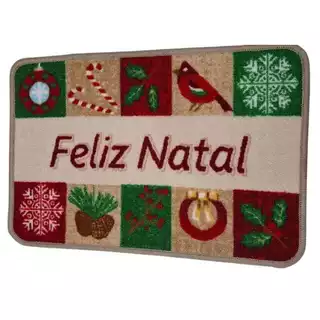 Tapete Porta Natal Decoração 40 X 60cm Feliz Natal Passaros