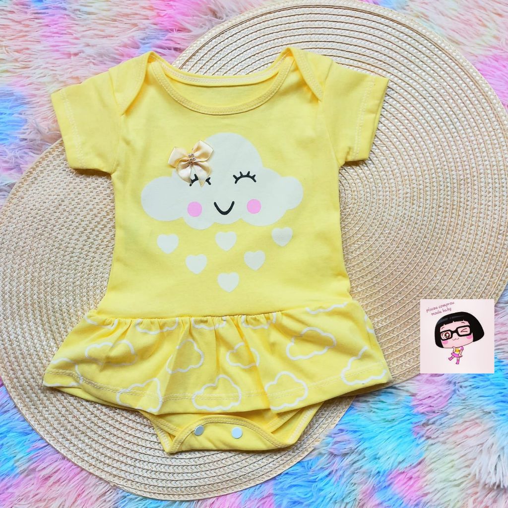 Body com babado nuvem chuva de benção roupa de bebe menina