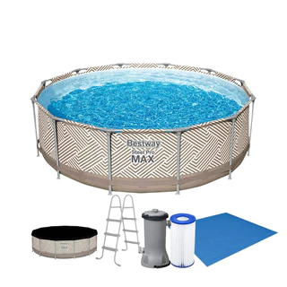Piscina Estrutural 9150L Geometric Circular + Escada + Filtro 110V ou 220V + Capa + Forro Bestway