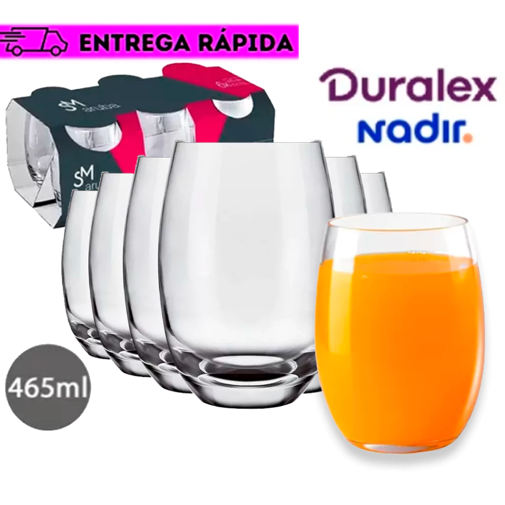 Jogo De Copos De Vidro 6 peças 465ml - Aruba Long Drink Nadir Figueiredo Duralex