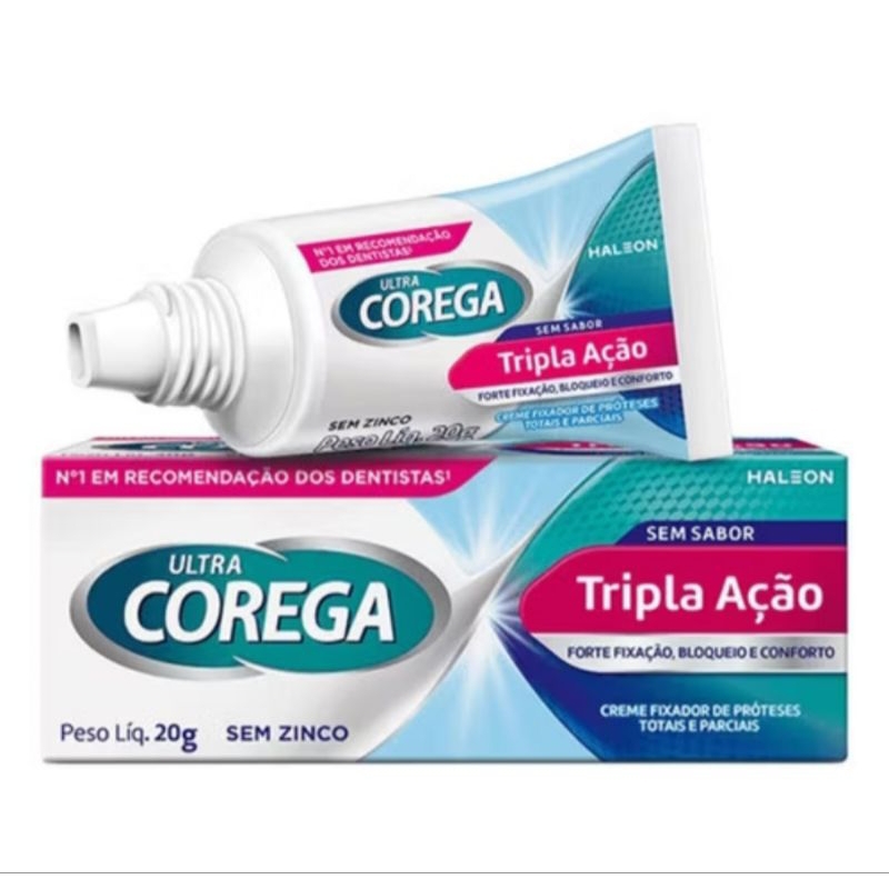Kit com 3 Corega Ultra 20g Creme Fixador de Próteses e Dentaduras ...
