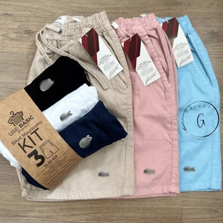 Kit 3 Shorts Masculino Mauricinho Sarja Premium Bermuda Masculina Moda Praia