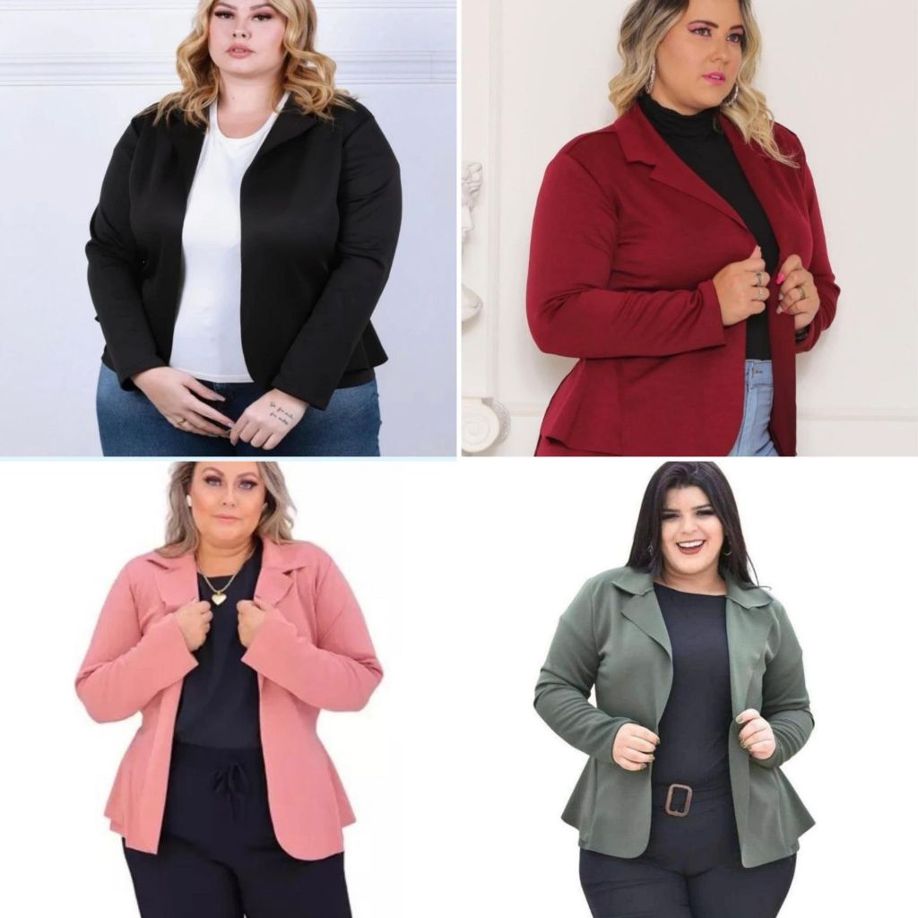 Kit 4 Blazer Neoprene Plus Size Feminino Casaco de Frio Atacado ...