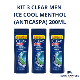 Kit c/3 Shampoo Anticaspa Ice Cool Menthol Clear Men 200ml