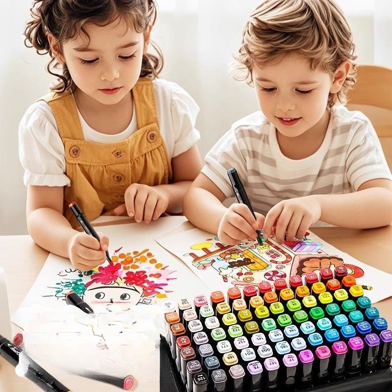 24 Cores Caneta Marcadora Com Ponta Dupla/Pintura De Arte/Aquarela/Material  Escolar/Escritório | Shopee Brasil