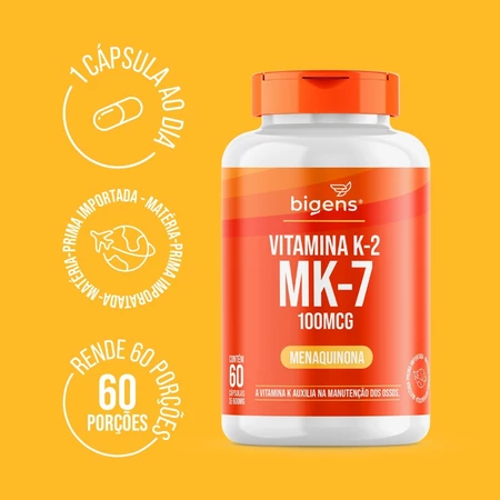 Vitamina K2 Mk 7 (Mk7) 100 Mcg 60 cápsulas Bigens