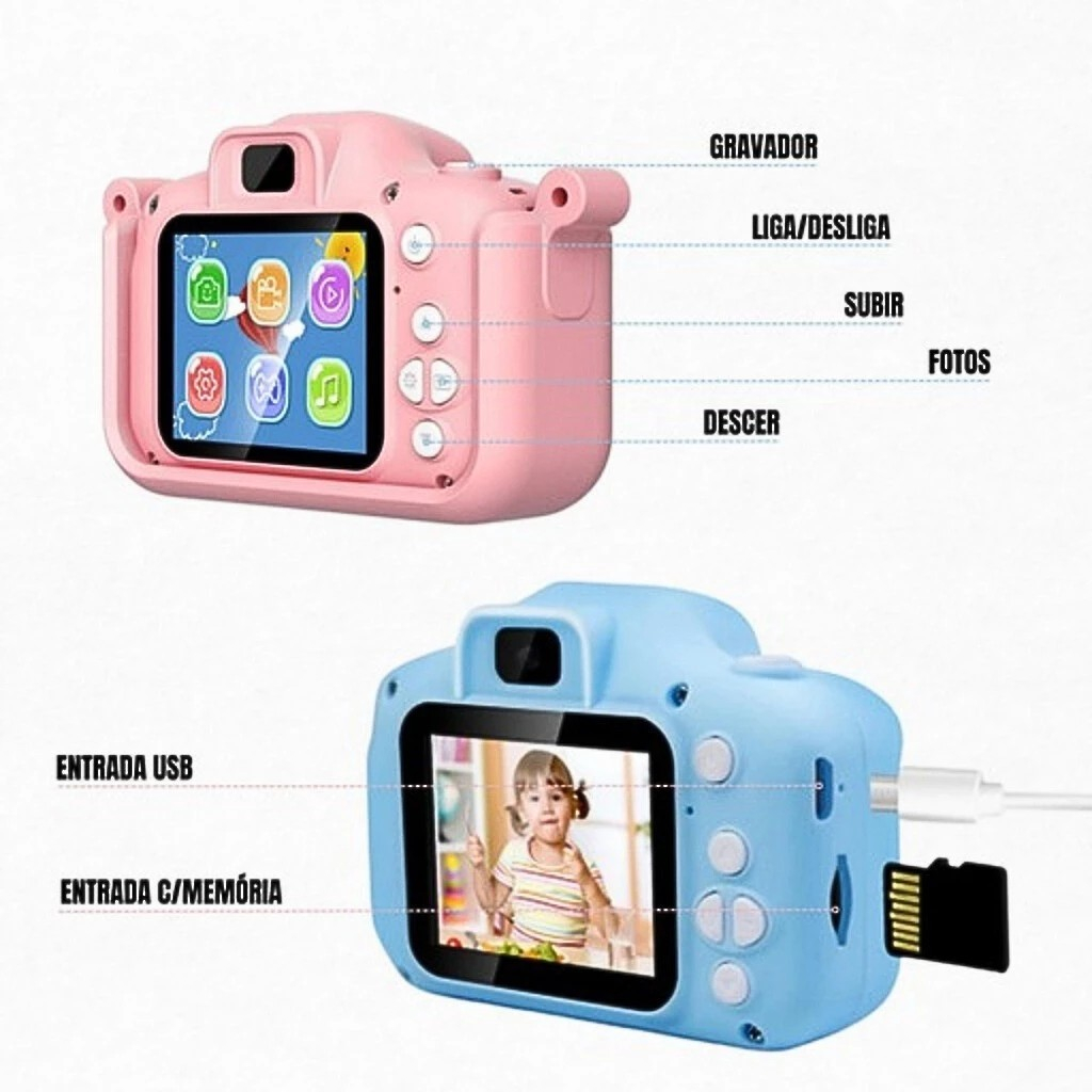 Camera Infantil Digital Filmadora Infantil Mini Maquina Fotografica Infantil Fotografa E Filma Tira Foto De Verdade