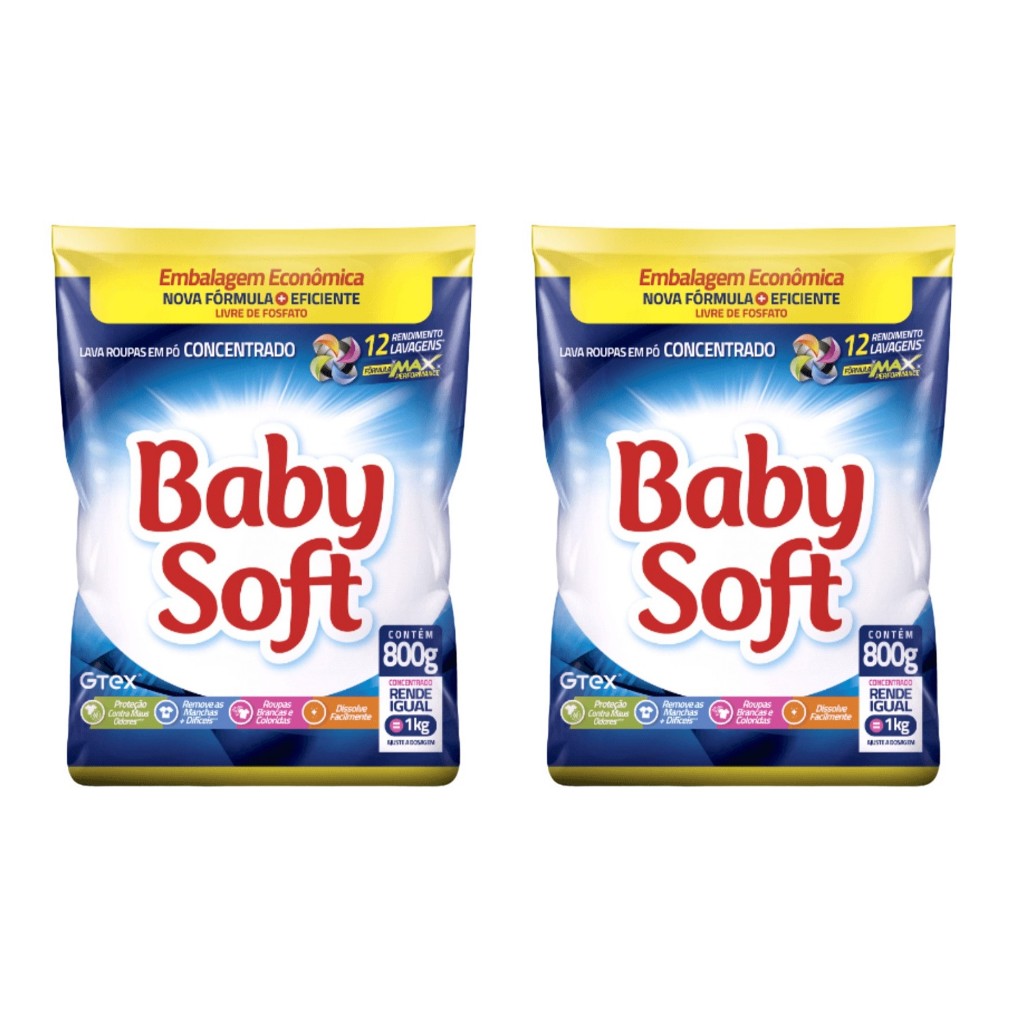 Sabão Lava Roupas Concentrado Baby Soft 800g - kit c/ 2 unds | Shopee ...