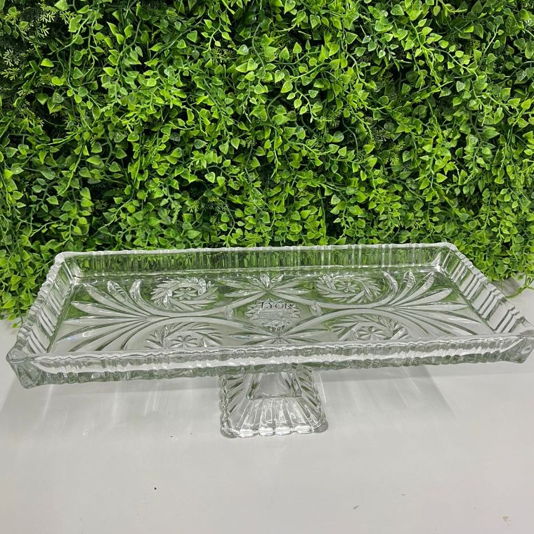 Travessa com Pé Cristal Dragon 34x15x10,5cm Lyor 4426