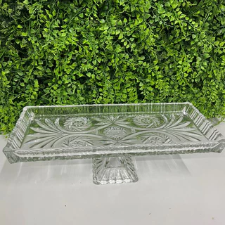 Travessa com Pé Cristal Dragon 34x15x10,5cm Lyor 4426