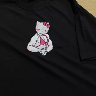 Camiseta hello kitty Bordada 100% algodão blusa streetwear body