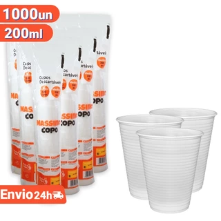 Copo Descartável 200ml para Festa Agua Refrigerante Branco Caixa c/1000un Festa Atacado