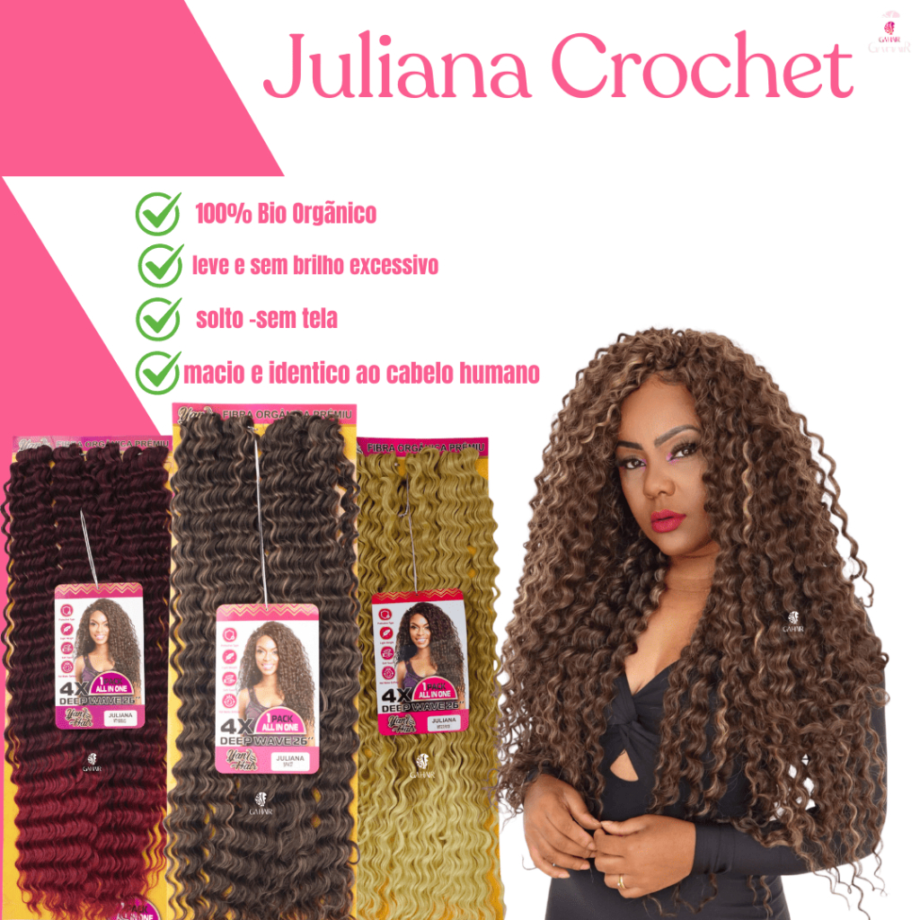 Aplique De Cabelo Orgânico Premium Cacheado Crochet Braids 75 Cm