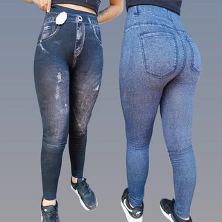 Kit 2 Calça Legging Fake Imita Jeans Feminino Leg Academia ou PEÇA UNICA escolha o seu