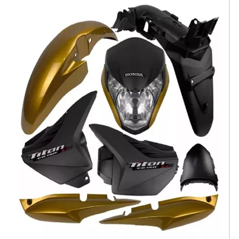 Kit Carenagem Honda Cg Titan 150 Mix 2011 á 2013 Dourado Completo Mod ...