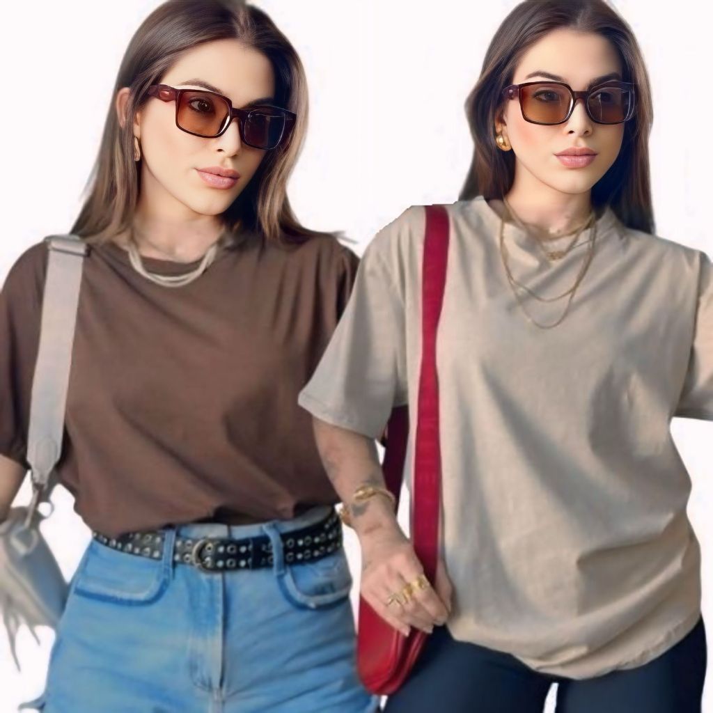 Kit 2 Camiseta Feminina Básica 100% Algodão T-Shirt Varias Cores Envio Imediato