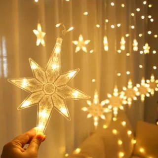 Cascata De Luzes Decorativa Pisca Pisca Natal Fio Transparente 110v / 220v Branco Quente