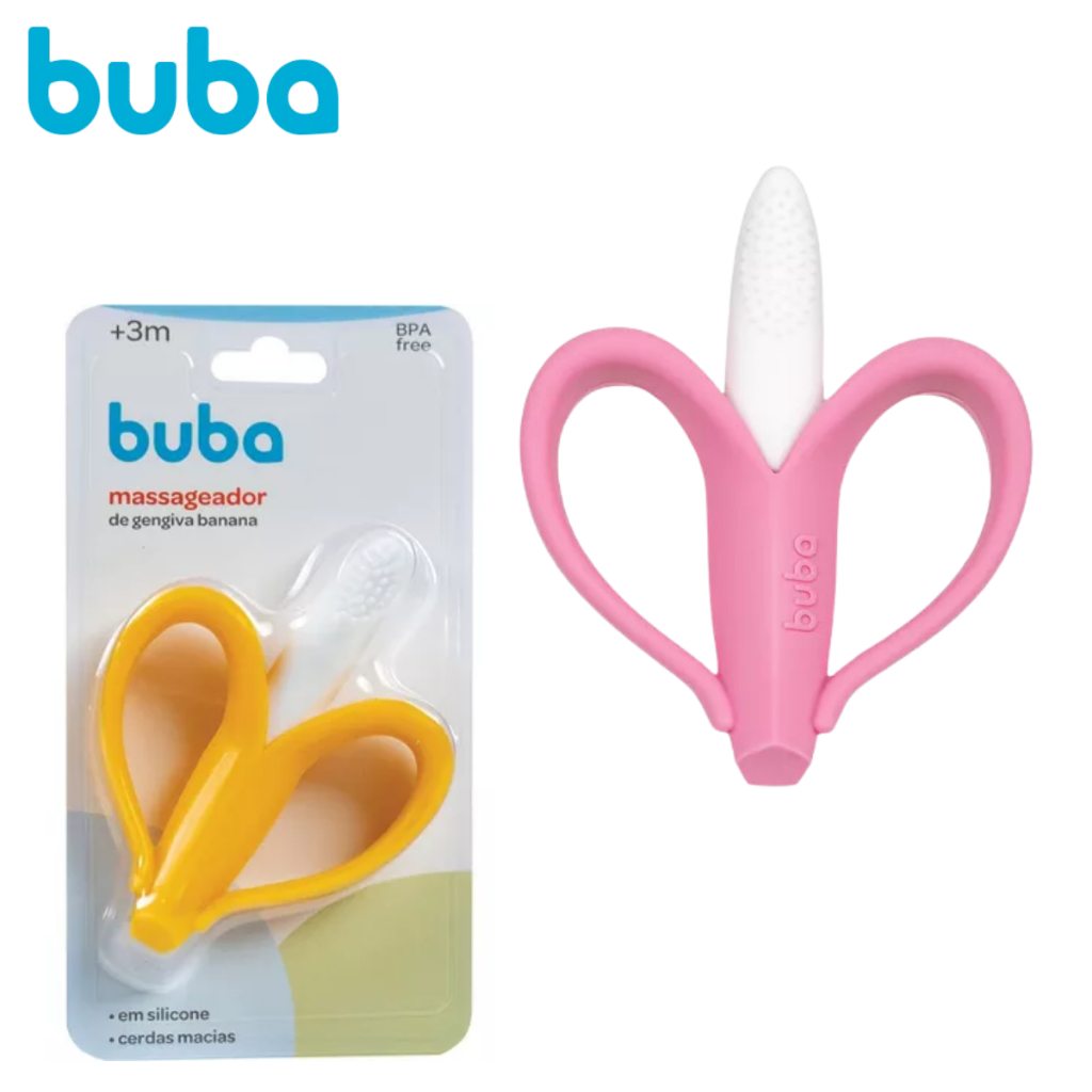Mordedor Buba Para Bebê Banana Bananinha infantil Massageador Alivia ...