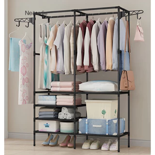 Guarda Roupa Portatil Arara Multifuncional Desmontavel Arara De Roupa Cabideiro Chão Sapateira Rack Organizador Multiuso em Oferta na Shopee