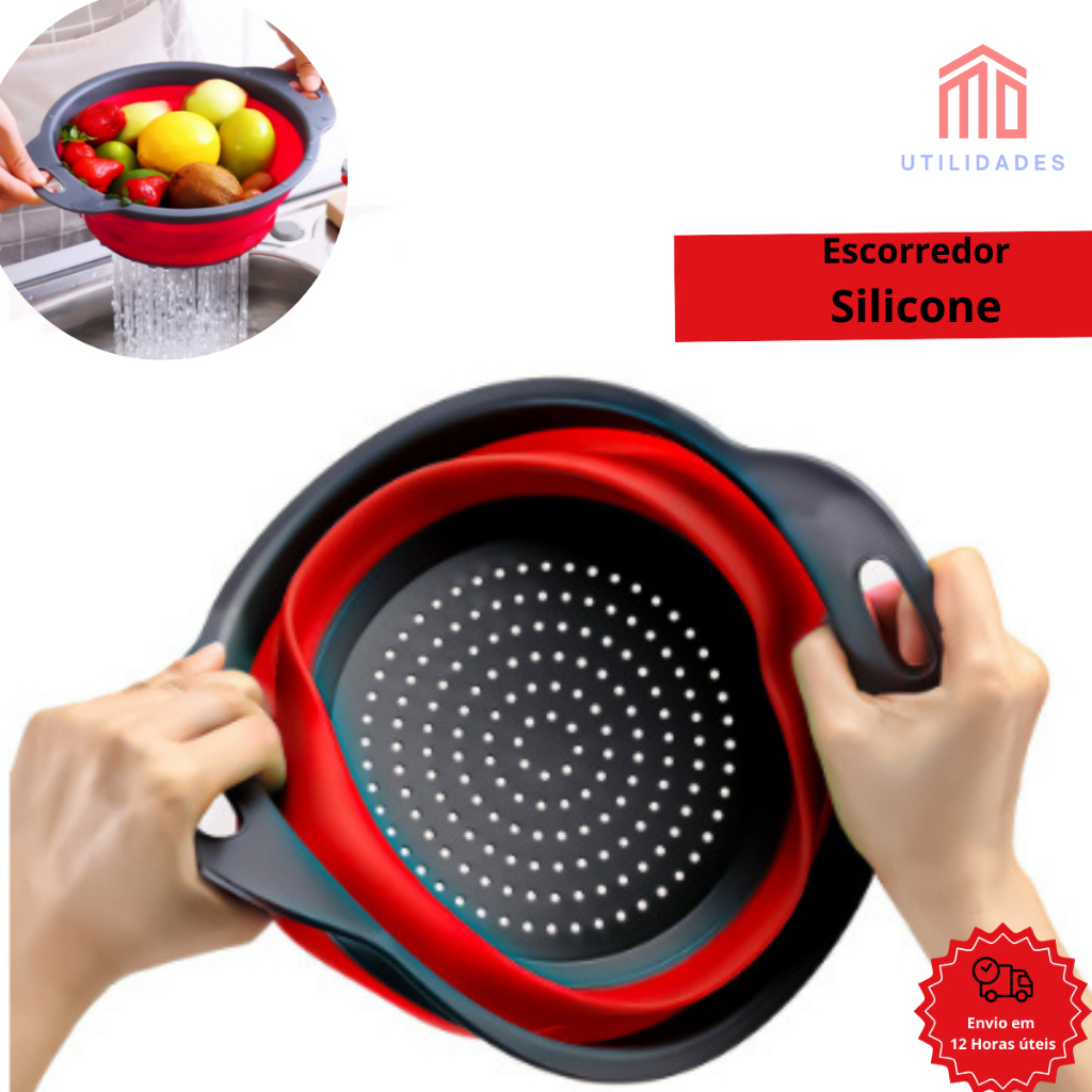 Escorredor Retratil Silicone Lavar Alimentos Escorrer Silicone