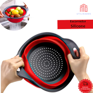 Escorredor Retratil Silicone Lavar Alimentos Escorrer Silicone