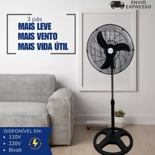 Ventilador Coluna Pedestal Ajustável 45cm 12V 110V 220V Bivolt 3 Velocidades