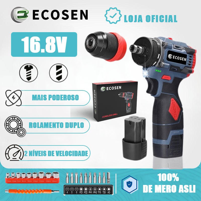 Furadeira Com Chave De Fenda Brushless 16.8v - 2 Baterias