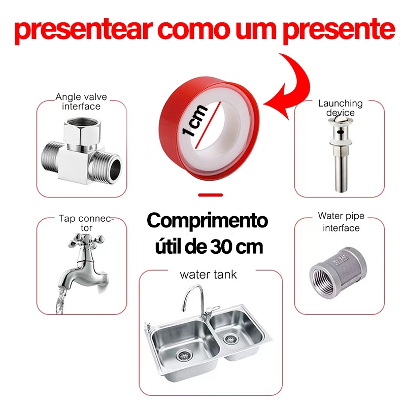 Torneira válvula núcleo anel tubo de água vazamento fita-Comprimento 10 centímetros