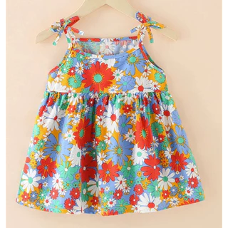 Vestido Infantil Menina Roupa Colorido Feminino Para Crianças Em Estilo Princesa Estampado Sling Floral De 123456 Anos