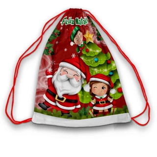Mochilinhas sacolinha19x28cm Papai Noel e Crianças kit festa de Natal Infantil (envio rápido)