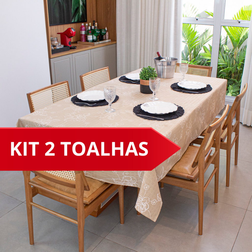Kit 2 Toalhas de Mesa Texturatta Retangular 6 Lugares 2,10x1,50m Buffet ...