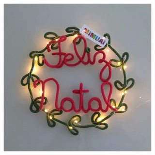 guirlanda de natal enfeite natalino com led ja incluso 30cm