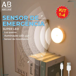 Kit 4 Luminária Led Sensor De Presença Automático Luminação Inteligente Recarregável USB Luz Neutra