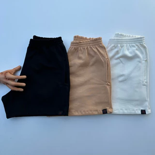 Kit 3 shorts feminino de moletom bermuda feminina short com bolso short curto short moletom