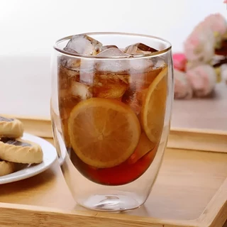 Copo de Vidro 350 ML Kit Copos de Vidro com Parede Dupla Elegante Resistente Para Cozinha para Bebidas Pode Micro-ondas