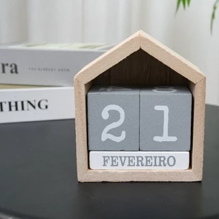 Calendário Pequeno De Mesa MDF Casa Forma Coração Oco Decorativo 12x12x5.6Cm em Oferta na Shopee